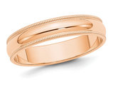 Ladies 10K Rose Pink Gold 5mm Milgrain Wedding Band Ring